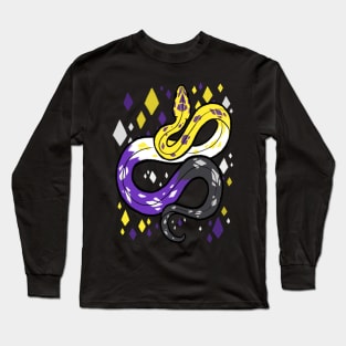 Non Binary Flag Snake Long Sleeve T-Shirt